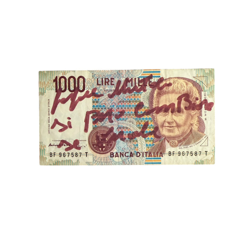 Banconota Italiana 1000 Lire Montessori – Firmata a Mano da Gaspare Mutolo | Memorabilia Autografa