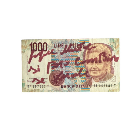 Banconota Italiana 1000 Lire Montessori – Firmata a Mano da Gaspare Mutolo | Memorabilia Autografa