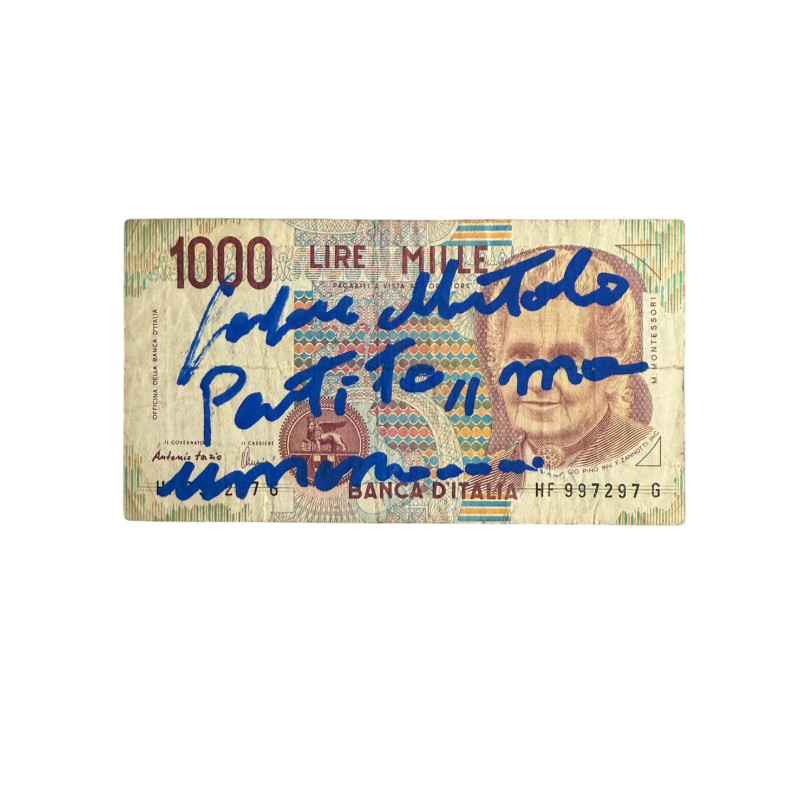 Banconota Italiana 1000 Lire Montessori – Firmata a Mano da Gaspare Mutolo | Memorabilia Autografa