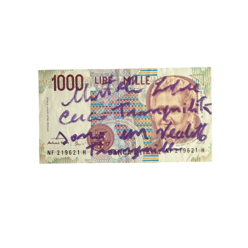 Banconota Italiana 1000 Lire Montessori – Firmata a Mano da Gaspare Mutolo | Memorabilia Autografa