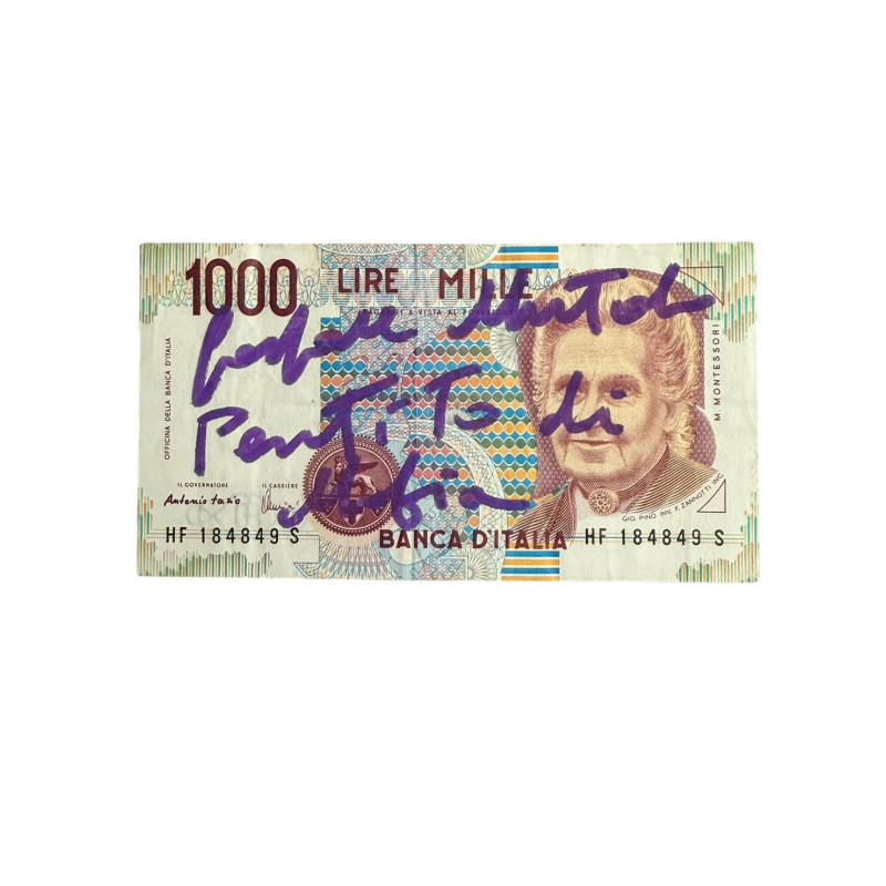 Banconota Italiana 1000 Lire Montessori – Firmata a Mano da Gaspare Mutolo | Memorabilia Autografa
