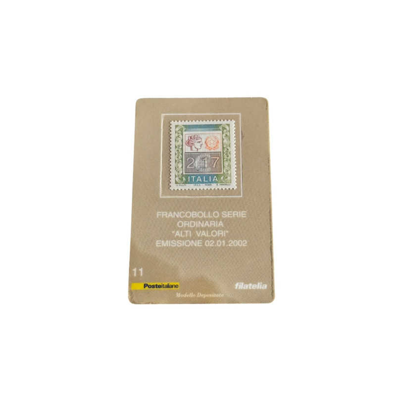 Francobollo Italia €2,17 – Serie Ordinaria “Alti Valori” Emissione 2002 – Cartoncino filatelico originale