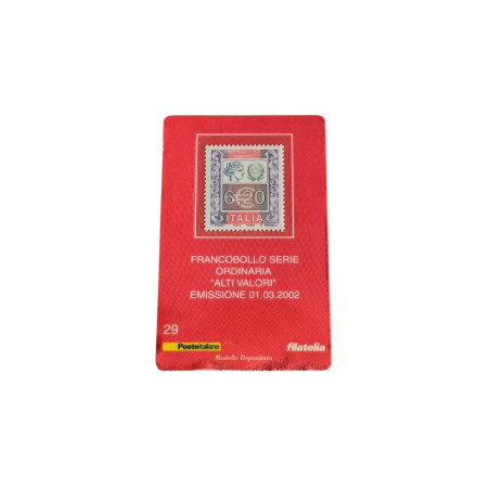 Francobollo Italia €6,20 – Serie Ordinaria “Alti Valori” Emissione 2002 – Cartoncino filatelico originale