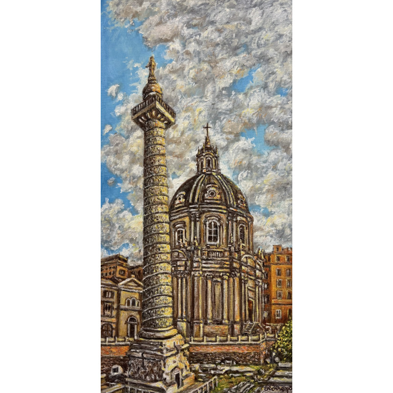 Cosmin Bedereaga - Colonna di Traiano - Olio su tela - 2024 - 60x30 cm - Firmato