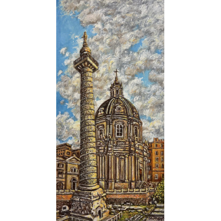 Cosmin Bedereaga - Colonna di Traiano - Olio su tela - 2024 - 60x30 cm - Firmato