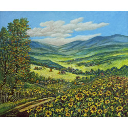 Cosmin Bedereaga - Campo di girasoli - Olio su tela - 2023 - 60x50 cm - Firmato