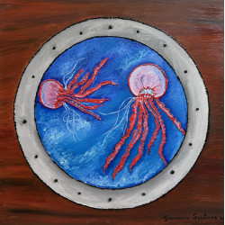 Giovanna Santoro - Visioni subacquee - Tecnica mista su tela - 50x50 cm