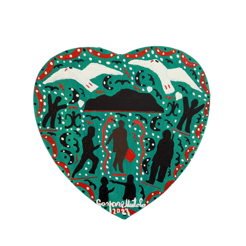 Gaspare Mutolo – Cuore Olio su Tela 30x30 cm (2023) | Opera Firmata