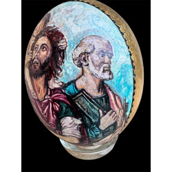 Uovo di Struzzo Dipinto a Mano con Foglia d’Oro | Opera Unica Artistica