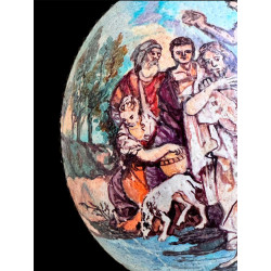 Uovo di Struzzo Dipinto a Mano con Foglia d’Oro | Opera d’Arte Sacra Unica
