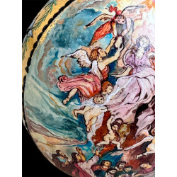 Uovo di Struzzo Dipinto a Mano con Foglia d’Oro | Opera Artistica Unica Sacra